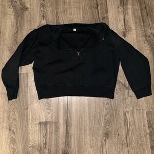 Cropped black quarter zip